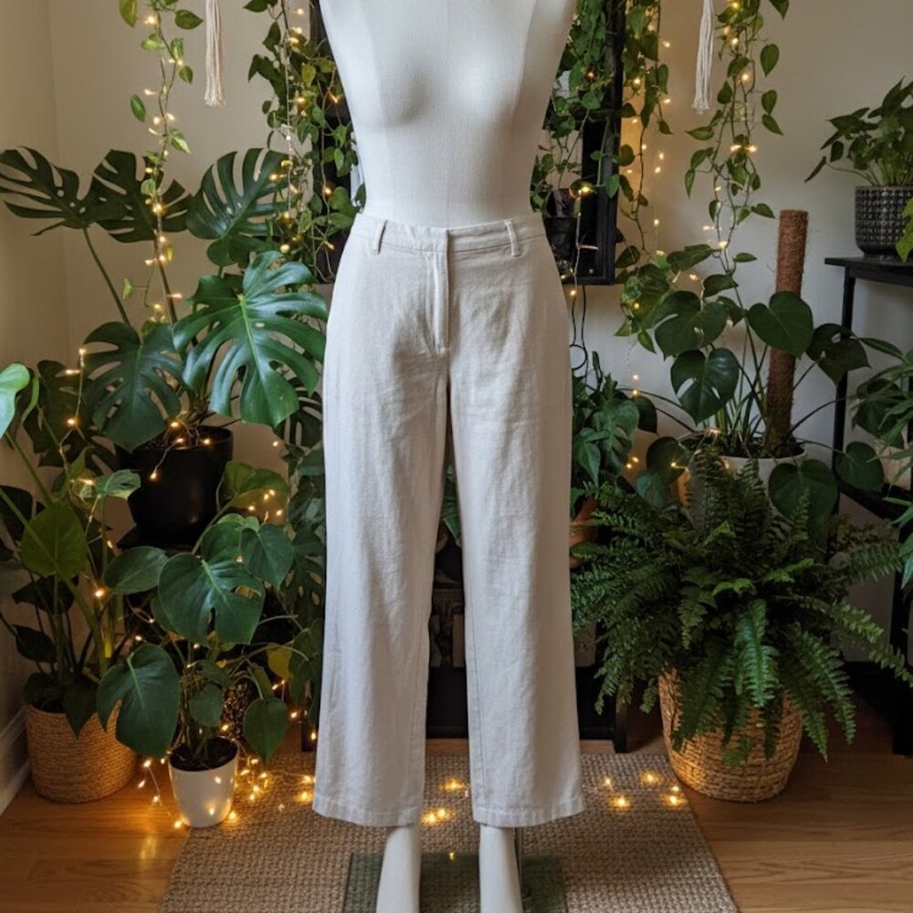 Coldwater Creek Linen Straight Leg Trouser NWT Natural Ecru Plus Size 18W